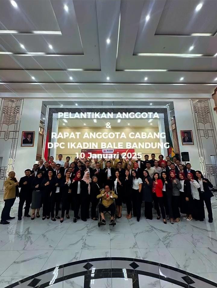 Pelantikan Anggota & Rapat Anggota Cabang (RAC) DPC IKADIN Bale Bandung Tahun 2025 yang dilaksanakan pada 10 Januari 2025 bertempat di Gedung Dewi Sartika, Kabupaten Bandung.